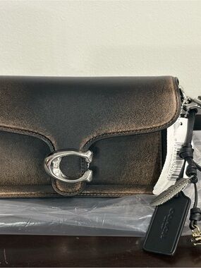 Coach Metallic Bronze Leather Shoulder Bag with Silver Hardware